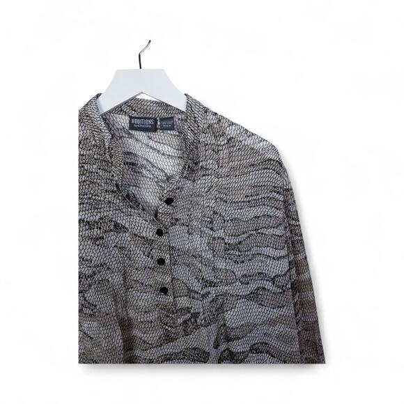 ADDITIONS Chico's Blouse Pullover Tunic Sheer Animal Print - Size Chico's 2 - M - Picture 2 of 6